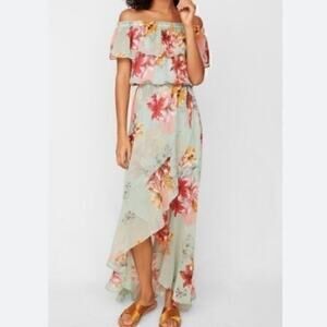 slim fit dress slacks Isabella Green Floral Maxi Dress